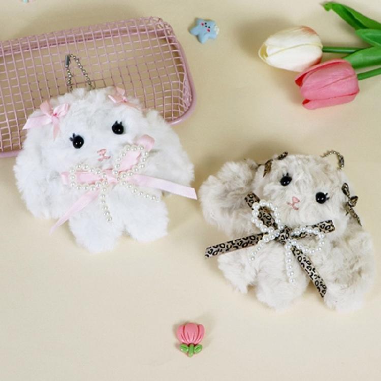 Kaninchen Schlüsselanhänger mit langen Ohren und Schleife Plüschtier Schlüsselanhänger Stilvoller Taschenanhänger für Studenten Geschenk für Mädchen und Teenager