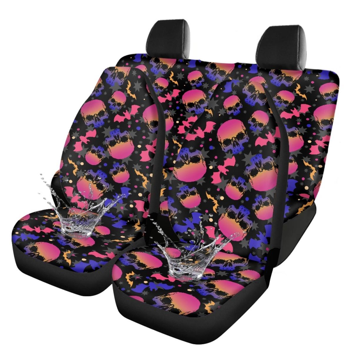 

Full Set Waterproof Seat Protectors Digital Print Abstract Pattern Airbag Compatible Front Rear Car Seat Covers Easy Install onesize