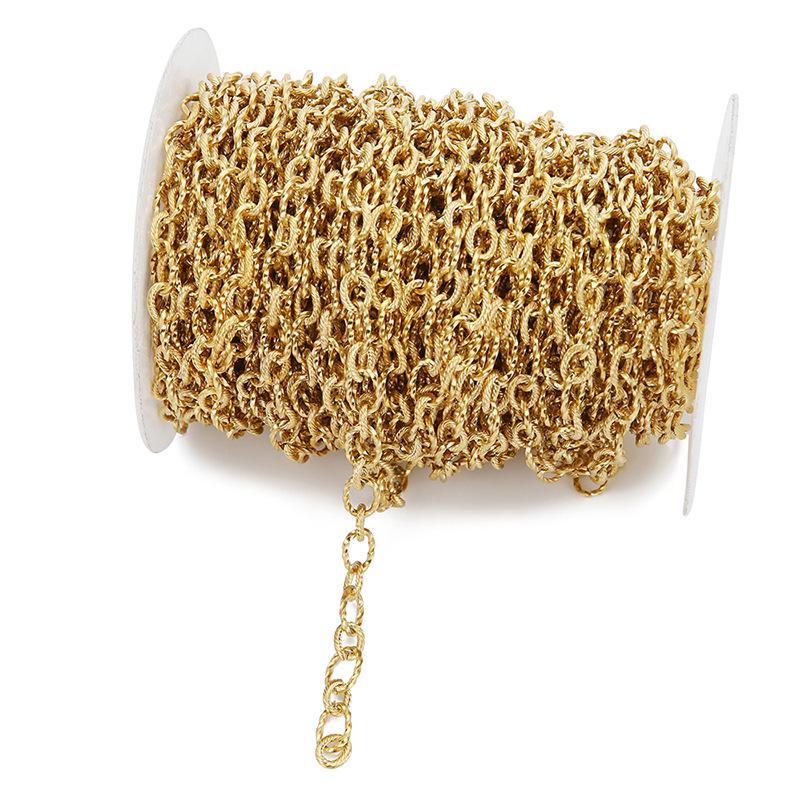 7mm Edelstahl Gedrehte Kreuz Panzerkette - Goldene Halskette und Armband Zubehör für DIY Europäische/Amerikanische Stile