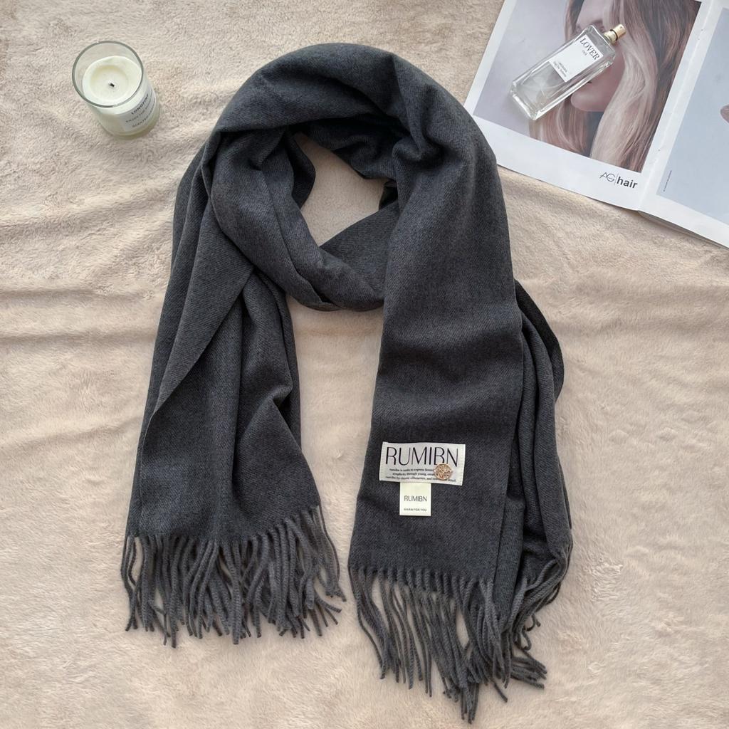 New solid color scarf women's winter men's couple shawl dual-purpose warm long thickened Japanese and Korean version