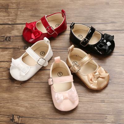 Baby Girl Shoes Infant Toddler Walking Shoes Soft Sole Princess Mary Jane Flats with Knotbow Prewalkers Wedding Crib Shoes 0-18M