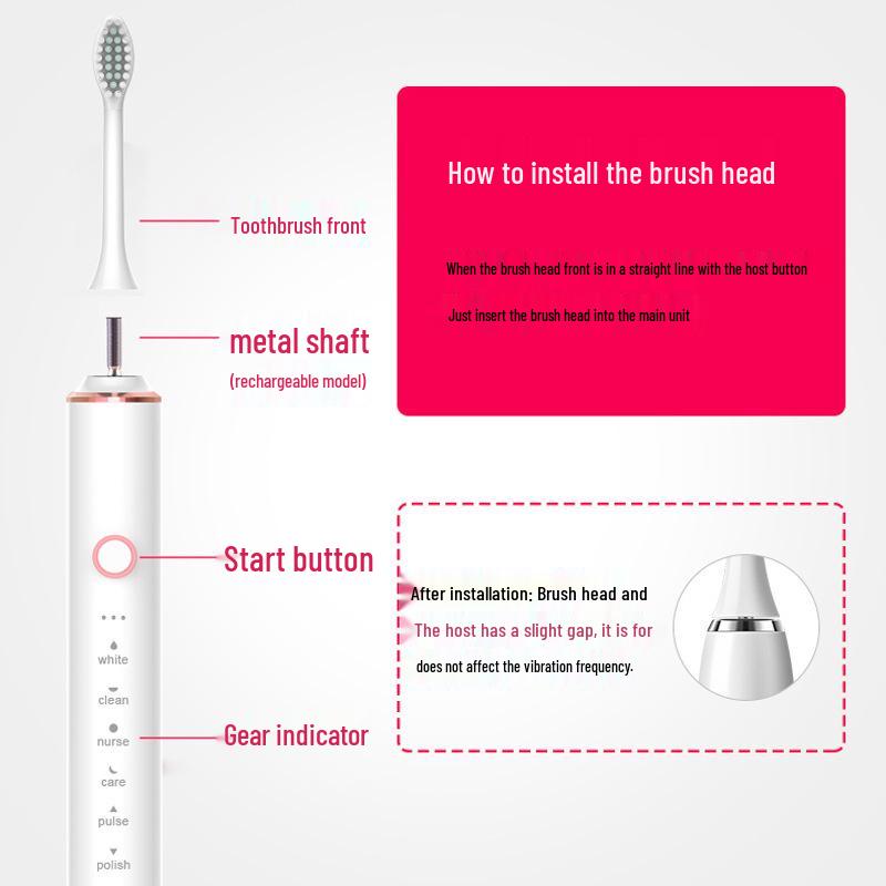 Rechargeable Sonic Electric Toothbrush for Men and Women - Adult Model, Soft Bristles, Waterproof, Long Battery Life.