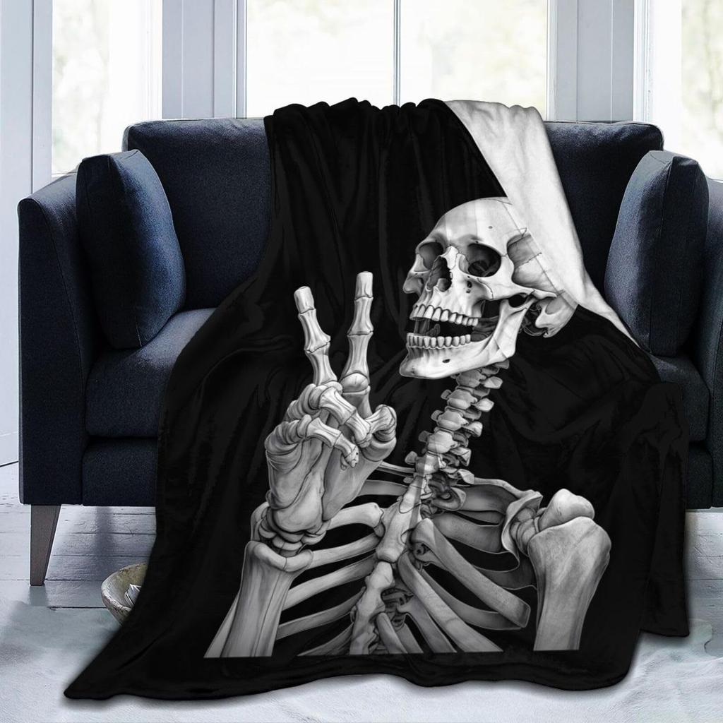 Halloween Fun Skull Dance Plush Blanket All Seasons Suitable for Sofa Bed Office Nap Blanket Cover Blanket