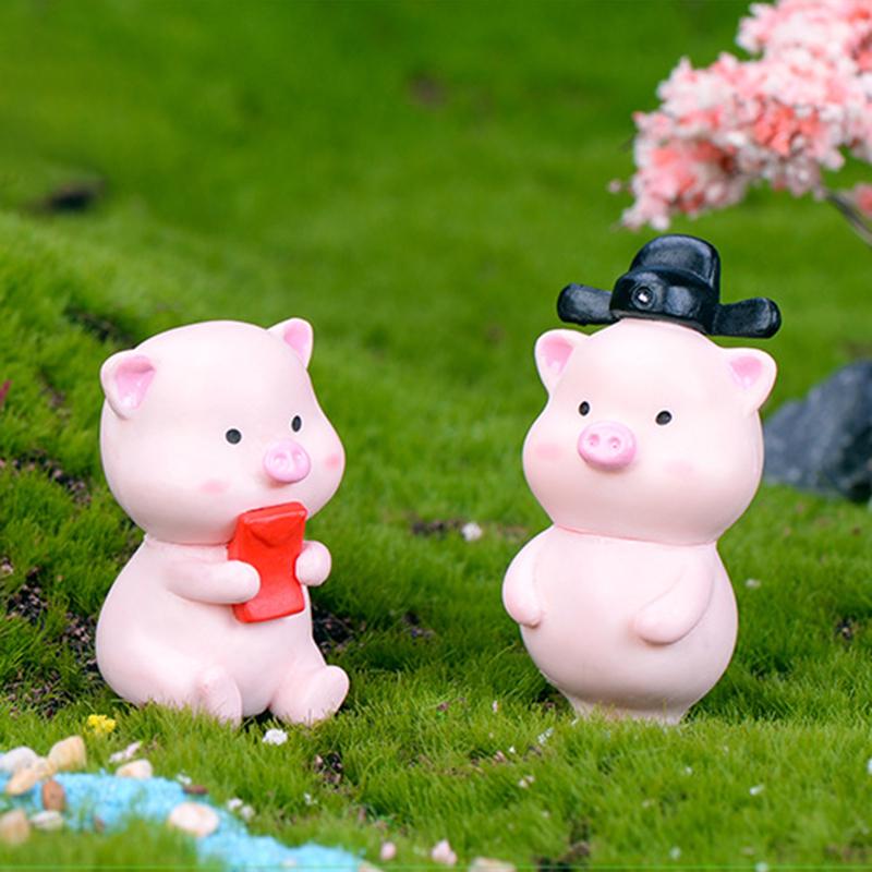 DIY Mini Miniature Ornament Pig Decoration Key Buckle 6PCS Car Decoration