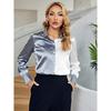European & American Women's Color Block Silk Imitation Long Sleeve Shirt - Autumn/Winter Collection