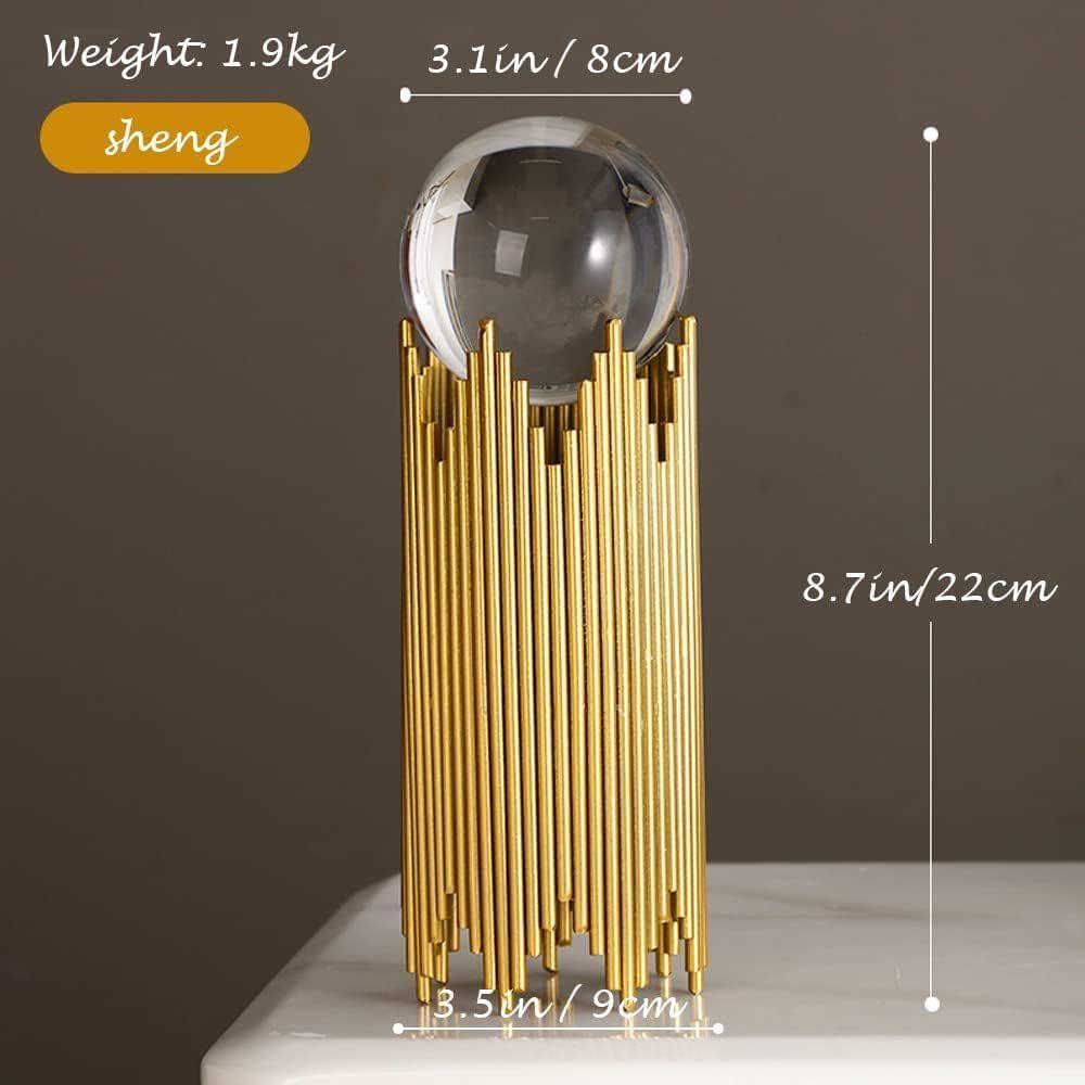 Clear Crystal Ball With Gold Art Decor Stand Light Luxury Sphere For Photography Ornaments Bookcase Wedding And Party