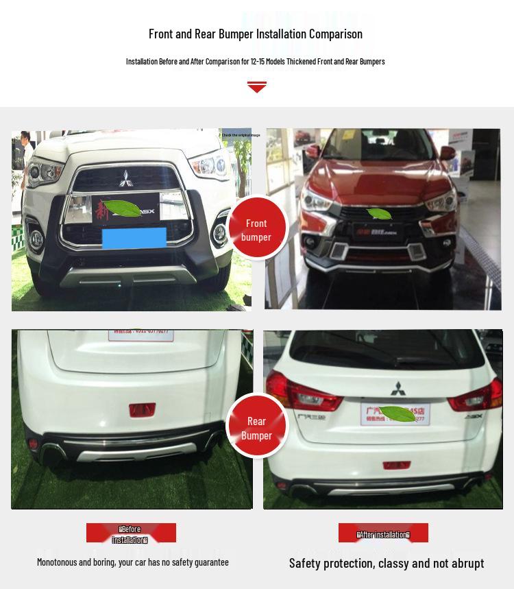 2013-2018 Mitsubishi ASX Bara față și spate, Apărători ASX Modificate