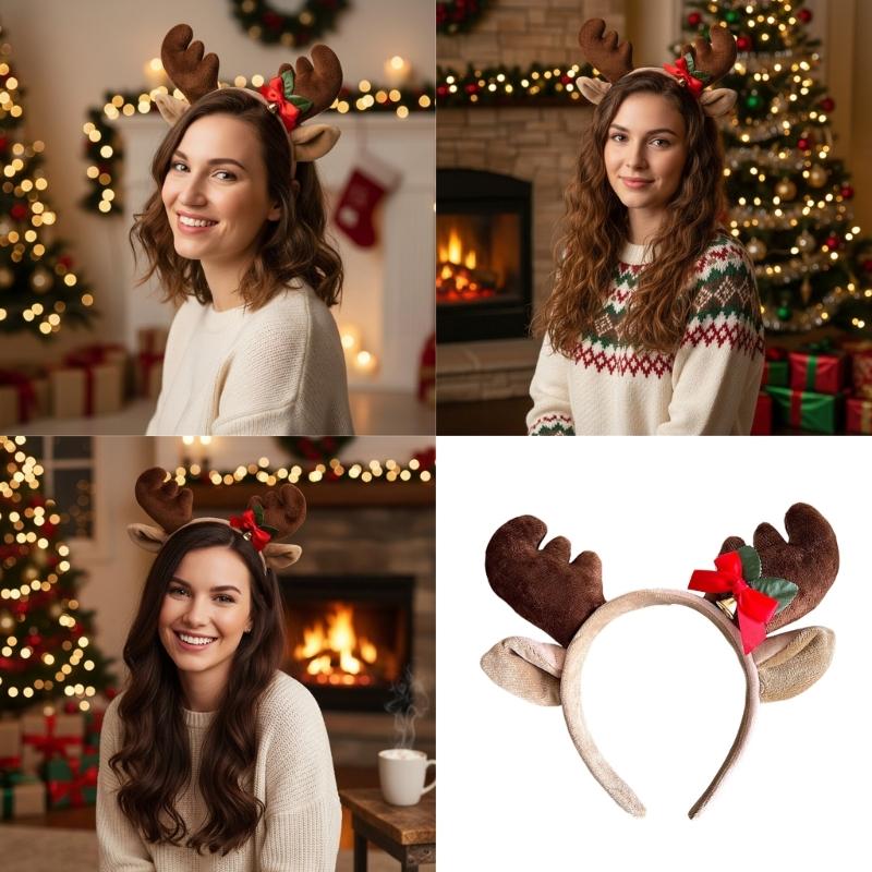 Soft Nonslip Reindeer Antlers Deer Horn Headwear For Kids And Adults Holiday Costume Accessories Headdress Props