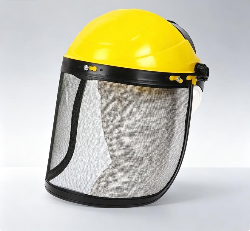 Garden Grass Trimmer Helmet with Full Face Mesh Visor Breathable Anti-Scratch Safety Guard for Yard Lawn Mowing Work