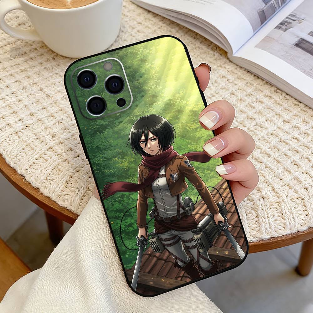 Hot Anime A-Attack On-n Titan Mikasa Phone Case For iPhone 17, 16,15,14,13,12,11 Plus,Pro Max, Others Soft Black Cover