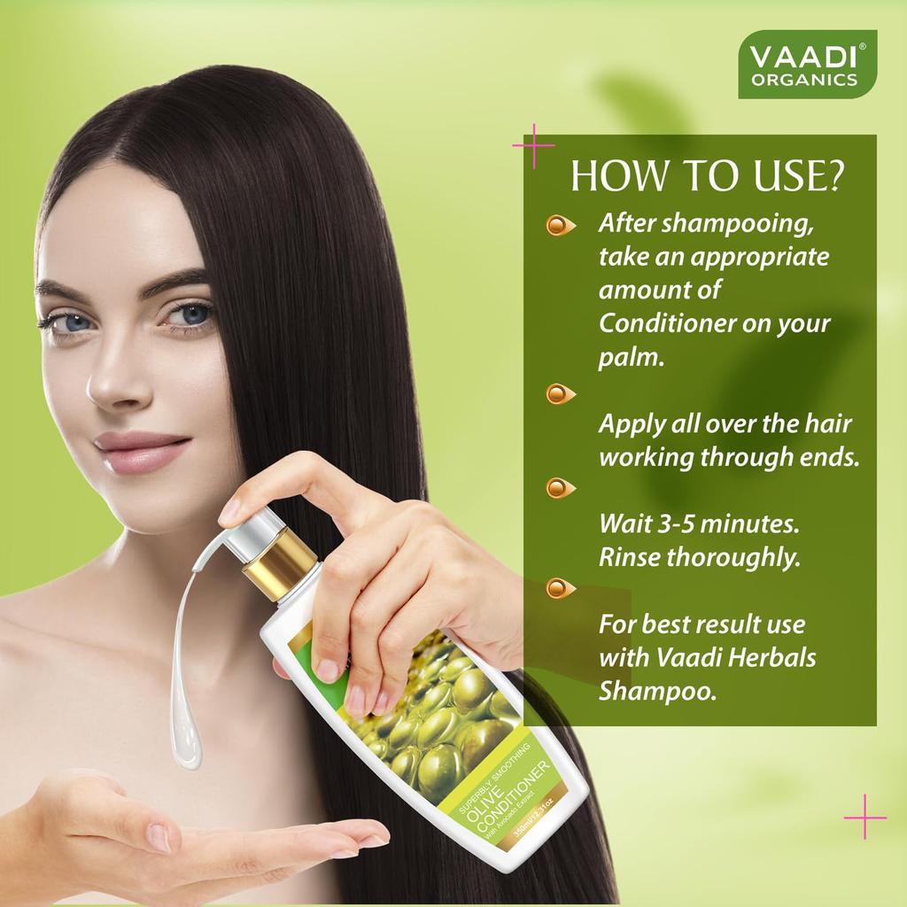 Vaadi Herbals Olive Conditioner with Avocado Extract for Smooth Shiny Hair 350 Ml
