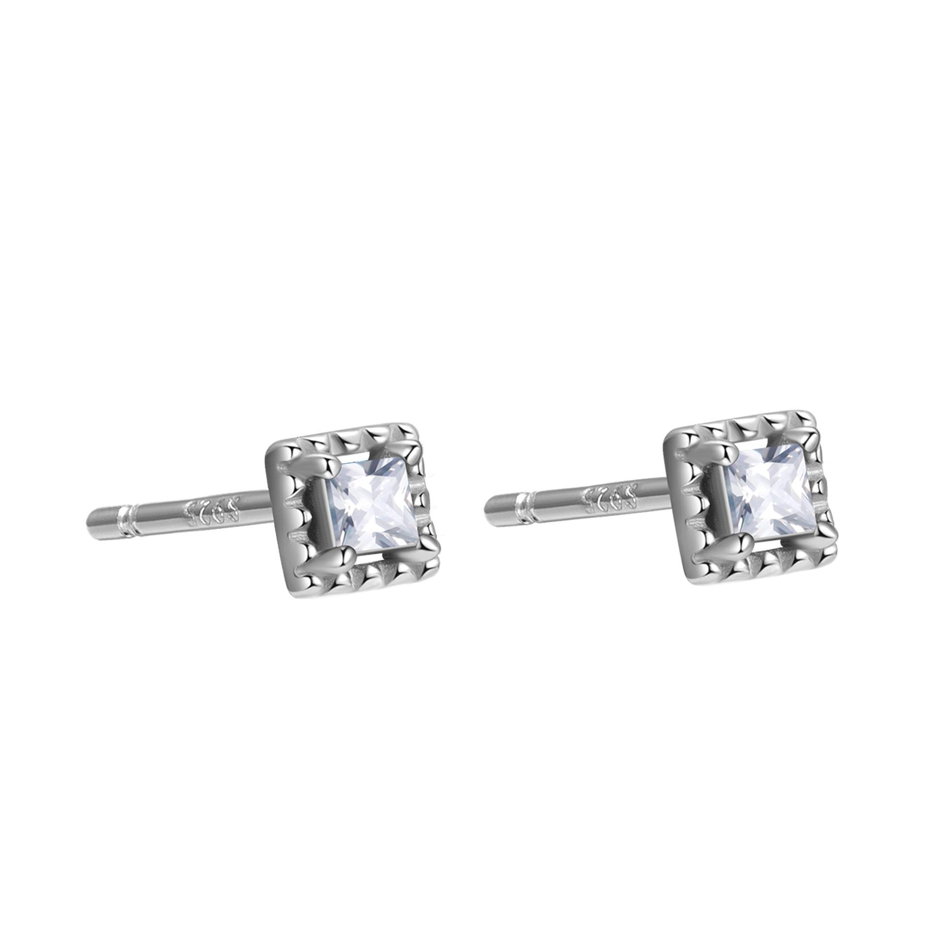 

925 Sterling Silver Colorful Zircon Geometric Mini Stud Earrings for Women Hypoallergenic Jewelry Gift