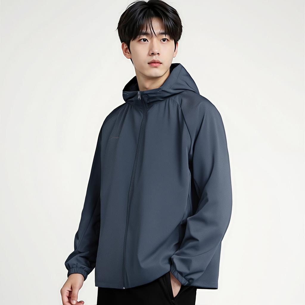 Li-Ning Minimalist Letter Brand Logo Loose Windbreaker Hoodie Men Outerwear AFDVJ19-2