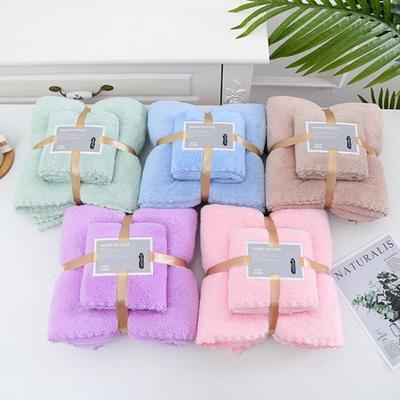 Handtuchset Korallenfleece Badetuch Schnittkante Saugfähig Geschenkhandtücher Badezimmer zu Hause Weiche Handtücher