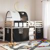 VidaXL Bunk Bed with Curtains White/black 90x190 Cm Solid Pine Wood, Bed, Bed Frame, Low Bunk Bed, Furniture of 3284027