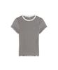 Tamijinseu Slim Fit Letters Edge Rib T-Shirt (T32G1Tto53Twt10Aq)