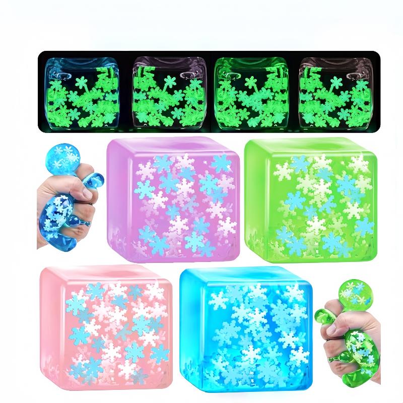 1Pcs Slow Rebound Stress Relief Ball Decompression Fidget Toy Luminous Snowflakes Ice Cube Anti-Stress  Toys For Adults