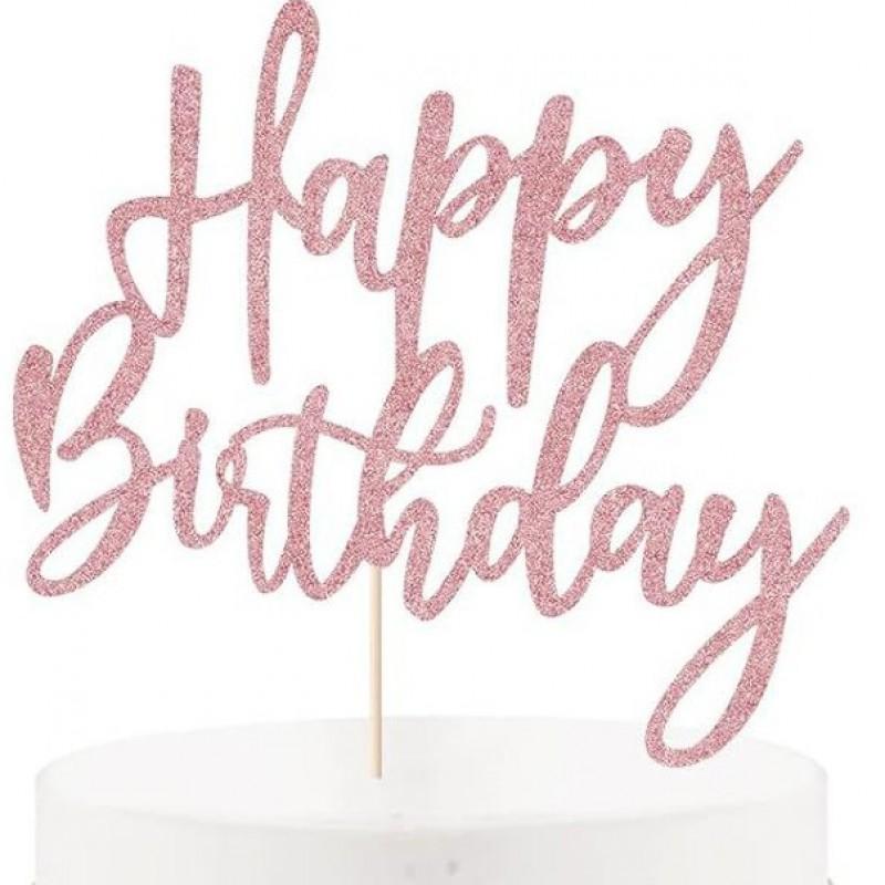 Birthday Cake Toppers Set - Glitter Alphabet Letters Decorative Picks Party Dessert Decoration