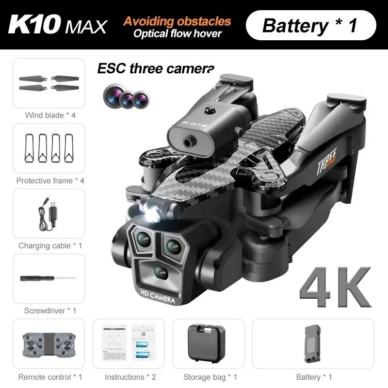 K10 MAX Rc Drone 8K Professional Wide Angle Triple HD Camera Foldable Helicopter Obstacle Avoidance Height Helicopters Toy Gifts