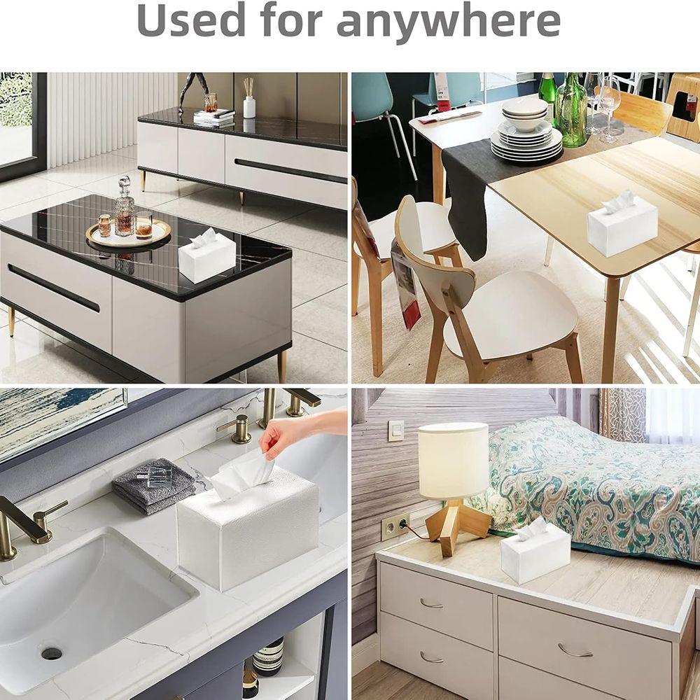PU Tissue Box Cover Foldable Bottom Belt Tissue Box Holder Waterproof Oversized Tissue Box Organizer