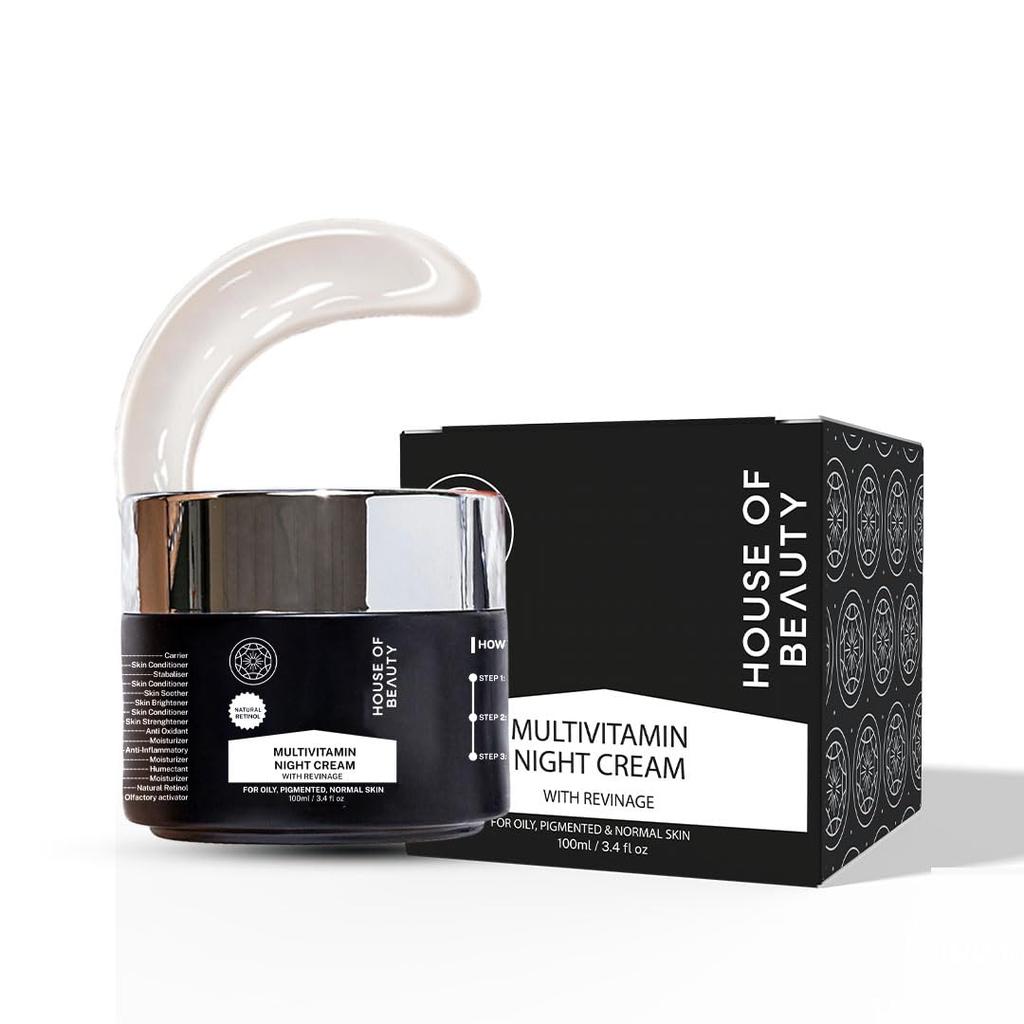 House Of Beauty Multivitamin Nourish Night Face Cream With Revinage For Skin Glow, Winkles & Fine Lines, Suitable For Dry, Normal & Sensitive Skin