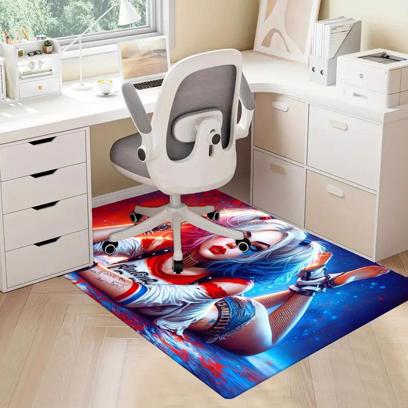 1pc Office Carpet Chair Mats Harleen Quinzel Perfect for Office Chairs, Living Rooms, Or Bedrooms,Polyester Carpet.HDT004