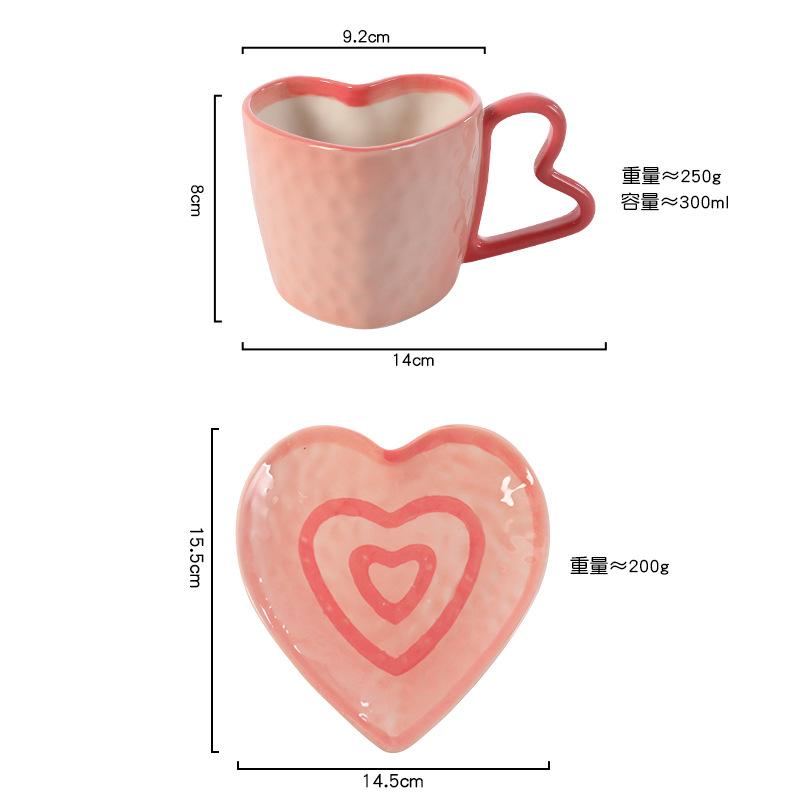 Creative 300ml Hearts Ceramic Coffee Mug Love Handle Couple Mug Afternoon Tea Dessert Tea Cup Drinkware Office Mug Home Decor