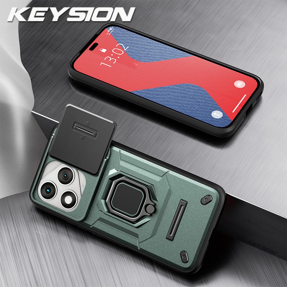 KEYSION Shockproof Armor Case for HONOR 400 Lite 5G Slide Camera Lens Protection Ring Phone Cover for Huawei Honor 400 Lite 5G