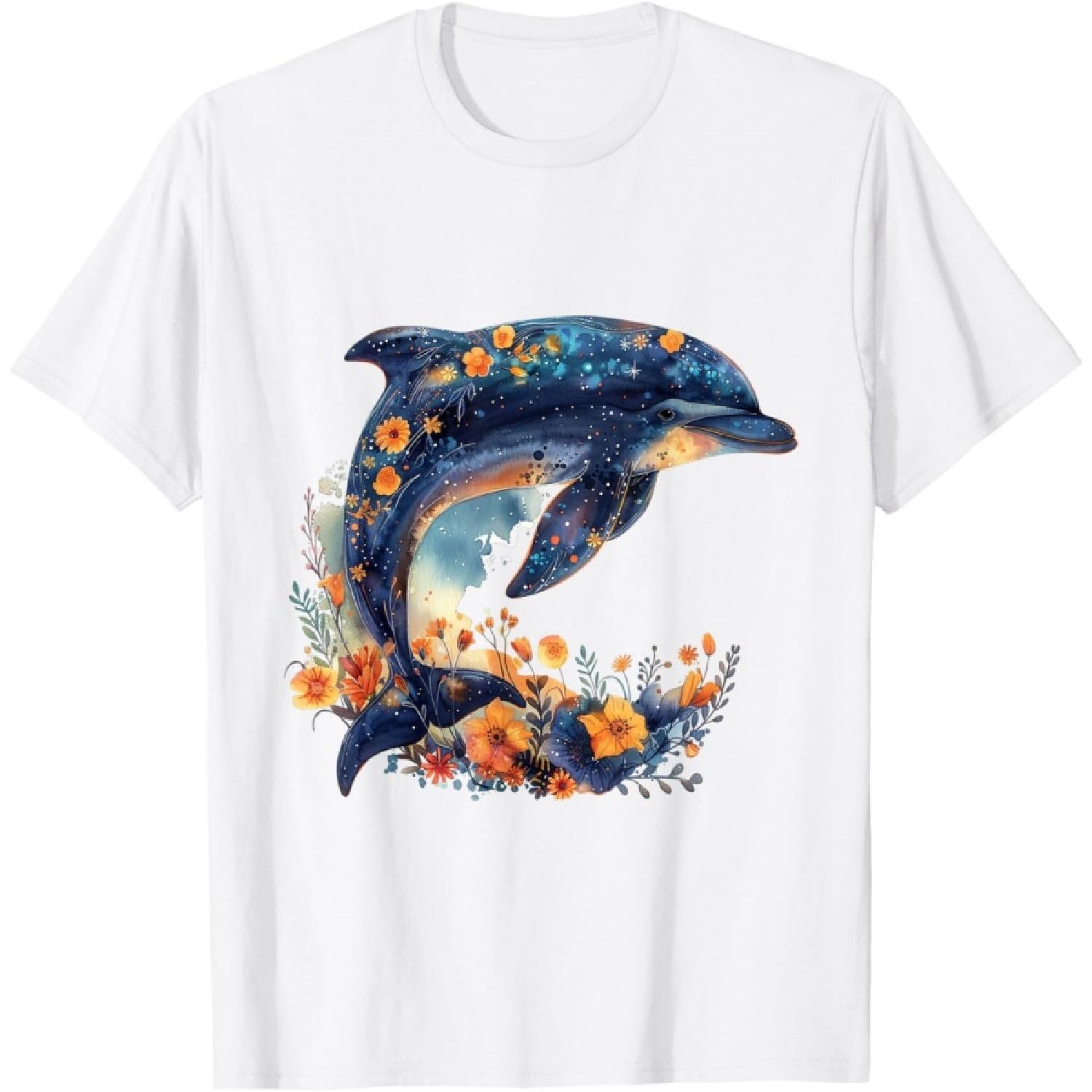 Floral Underwater Sea Dolphin T-Shirt S