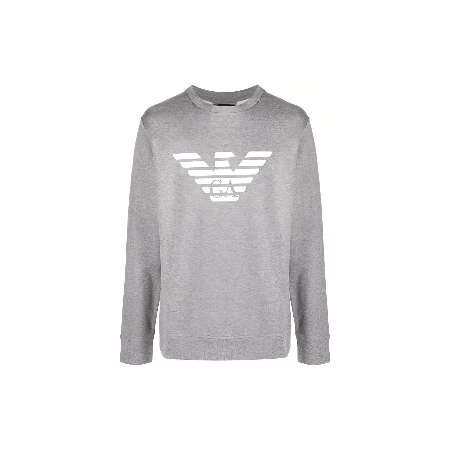Emporio Armani FW21 Essentials Logo Print Long Sleeve Sweatshirt Men sweatshirt Gray 8N1MR6-1JRIZ-F606 M