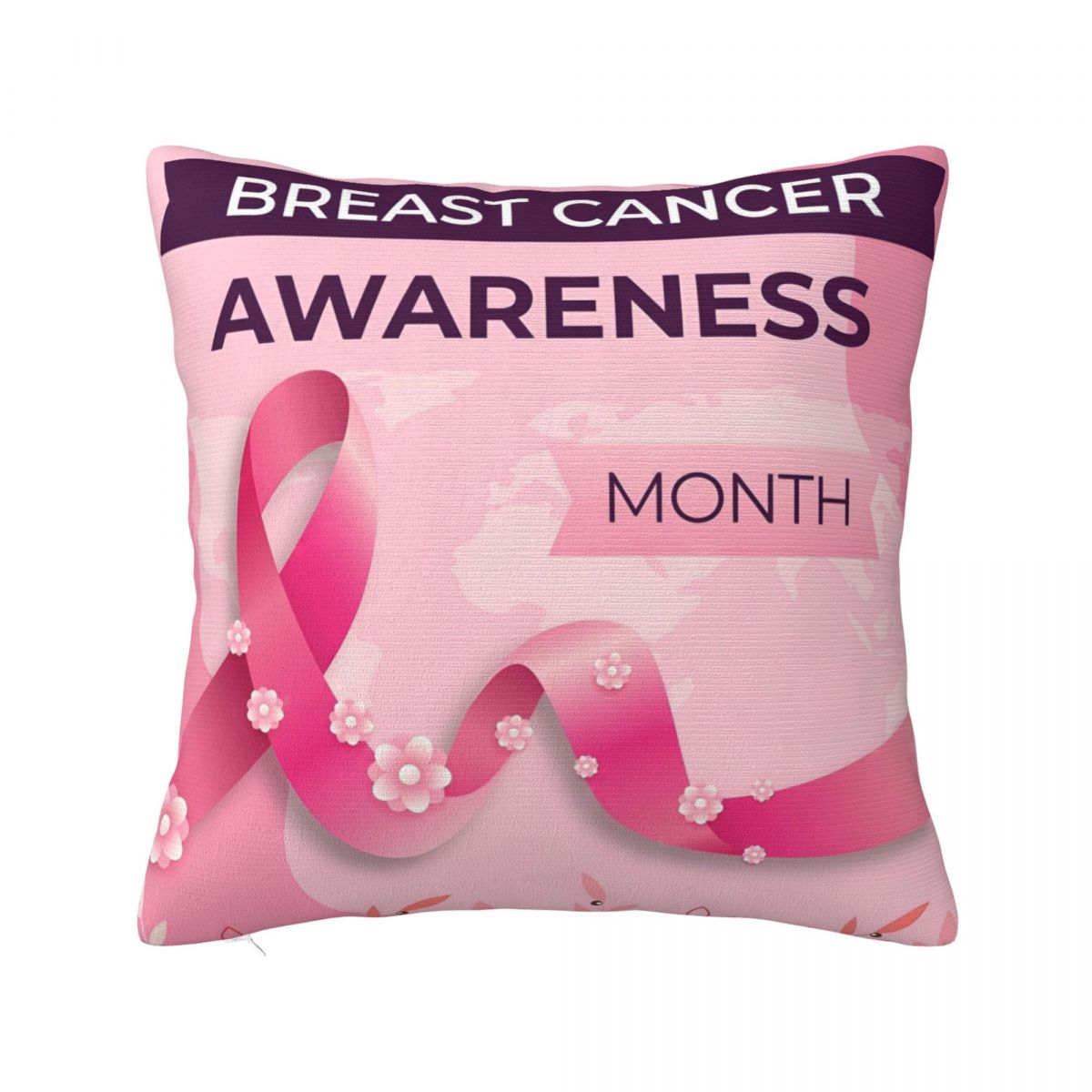 

Breast Cancer Awareness Ribbon Pillow Cases Cushion Cover Awesome Zipper Decor Pillowcase for Home 40x40cm 30x30cm 12x12in