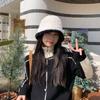 Warm Girls Bucket Hat Windproof Lamb Fleece Basin Cap Trendy Faux Fur Bucket Hat  Women