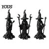 Resin Witch Decoration Statue, Gothic Halloween Figurine, Dark Night Collectible Fantasy Ornament for Desktop, Bookshelf, Home, Office Decor Art