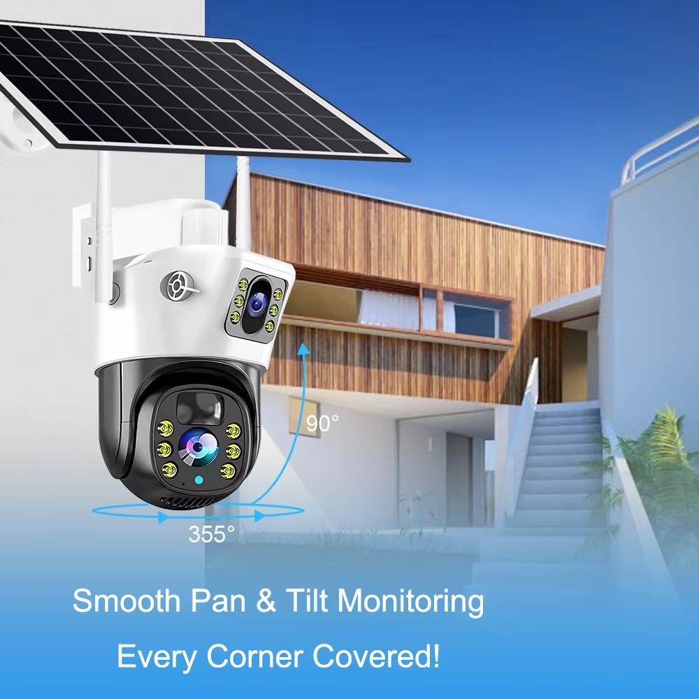 LS VISION 8MP Solar Camera 4G Wireless WiFi Dual Lens CCTV 4K Dual Screen Security Protection Human Detection PTZ Waterproof Outdoors Cam