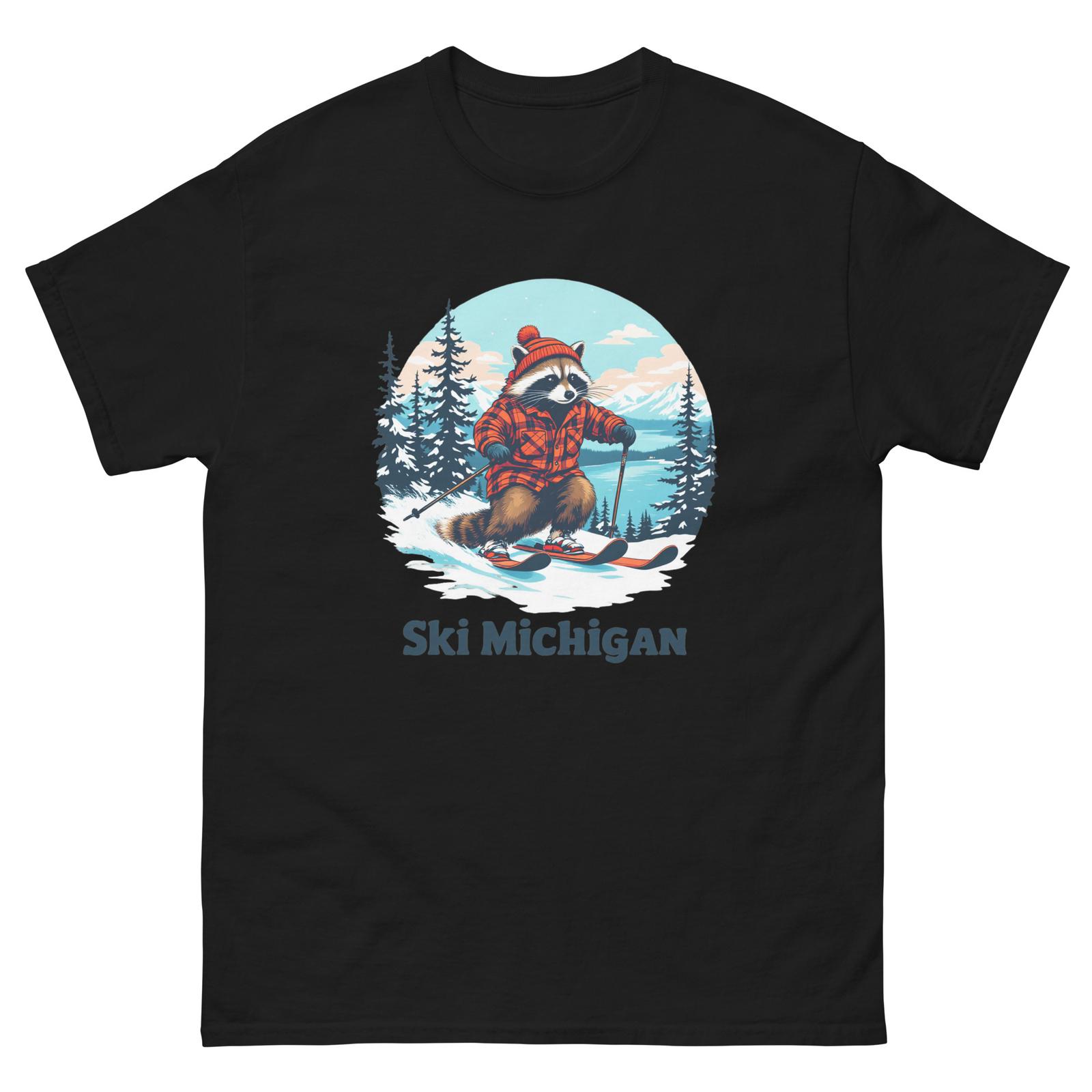 Ski Michigan Raccoon Skiing Skier Animal T-Shirt XXXXL