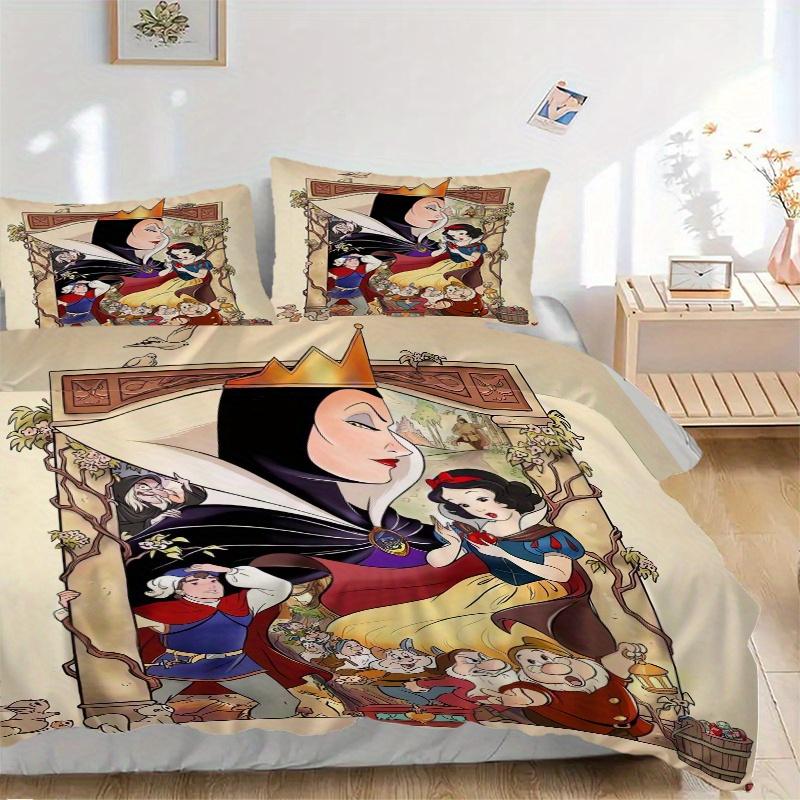 

3pcs Evil Queen and Snow White Quilt Cover Set (1 Quilt Cover + 2 Pillowcases Without Pillow Core), High-Definition Printing for Home and Dormito 135x200cm