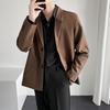 Men Blazer Solid Color Single-breasted Turndown Collar Jacket Spring Autumn Loose Suit Coat