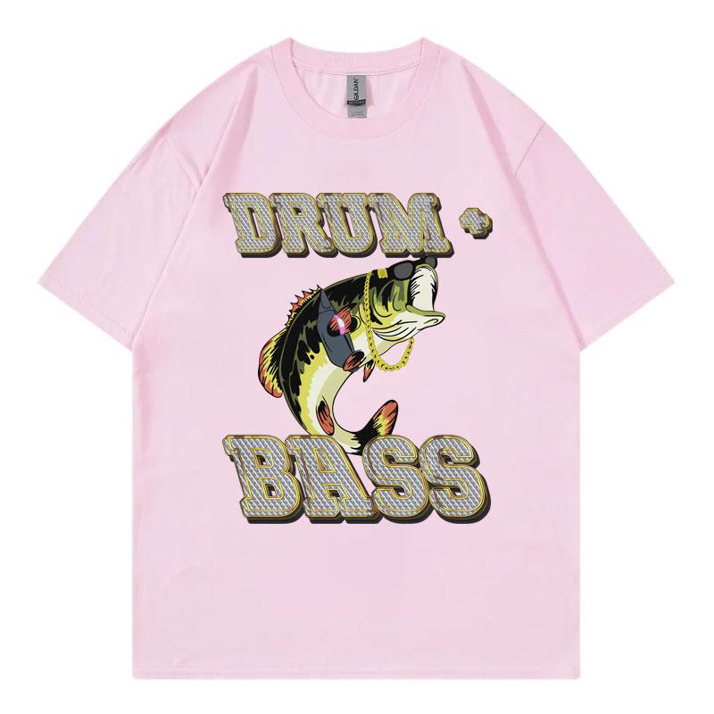 Drum and Bass Funny Fish Meme Graphic T Shirts Men Women Fashion Retro Short Sleeve Tshirt Summer Casual 100 Cotton Tshirts