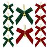 10Pcs Velvety Ribbon Bowknot Ornament with Bell Christmas Tree Hanging Decoration For Wreath Festival Celebration