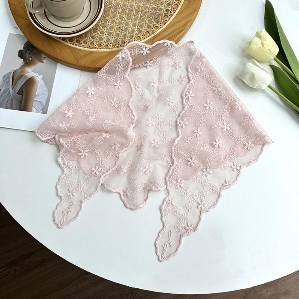 

Elegant Silk Scarf Retro Hair Ribbon Versatile Triangular Scarf for Women рожевий