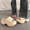 Muffin Thick-bottomed Cool Slippers for Women's Summer Wear 2025 New European Station Niche Small Person Height Beach One-word Drag