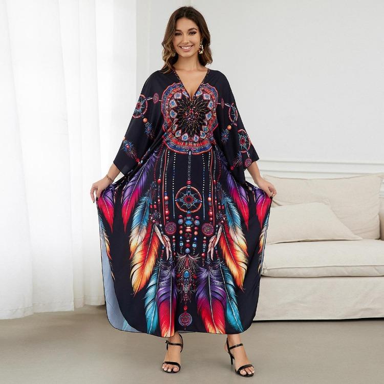 Beach Vacation Women Summer Kaftans Maxi Dresses Printed Cover Ups Swimwear Big Sales Factory Supply Bathing Suits