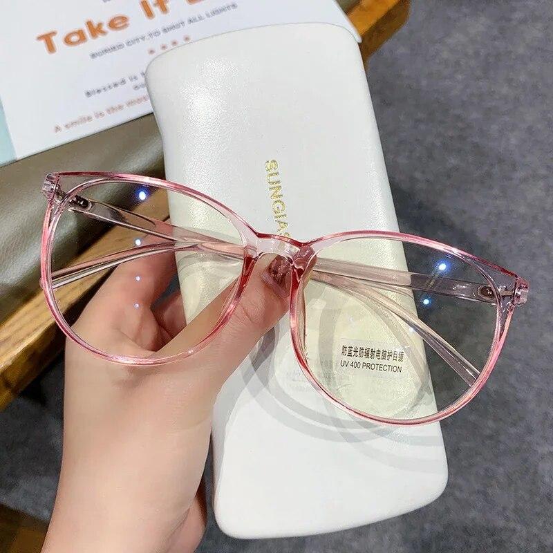 Women's Blue Light Blocking Short-sighted Glasses Fashion Round Frame Myopia Glasses Optical Prescription Minus Diopter Glasses