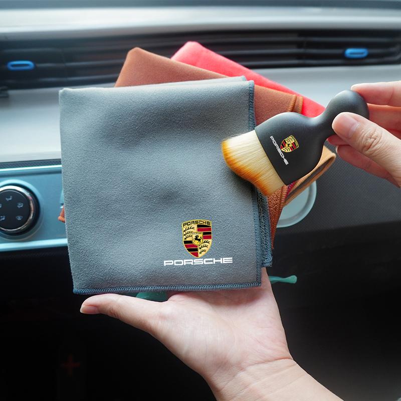 Wsdz2 Voor Porsche Auto Schoonmaken Zachte Borstel Tool Stofverwijderaar Suede Fleece Microvezel Wasdoek Auto Schoonmaak Doek Auto Accessoires