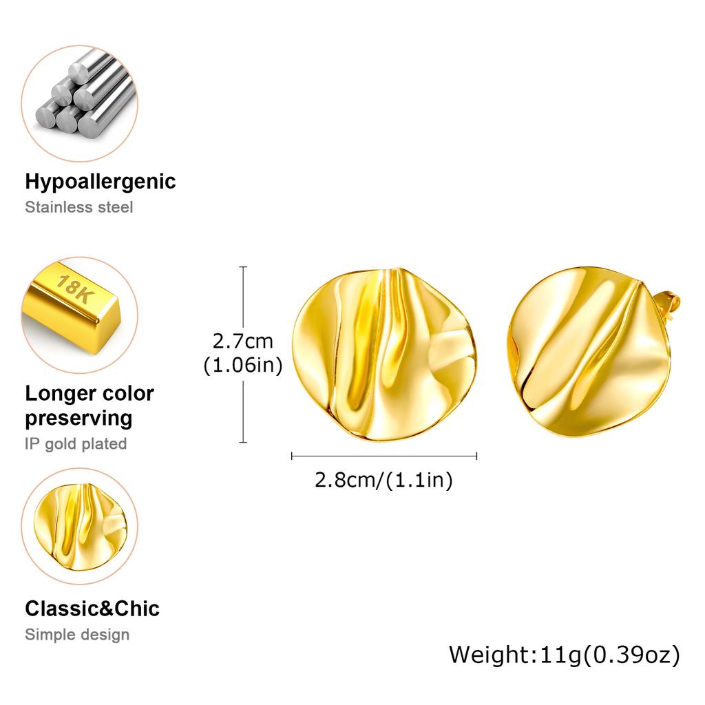 Exaggerated Irregular Big Stud Earrings for Women, Stainless Steel Gold Plated Large Earrings, Geometric Luxury Jewelry Party