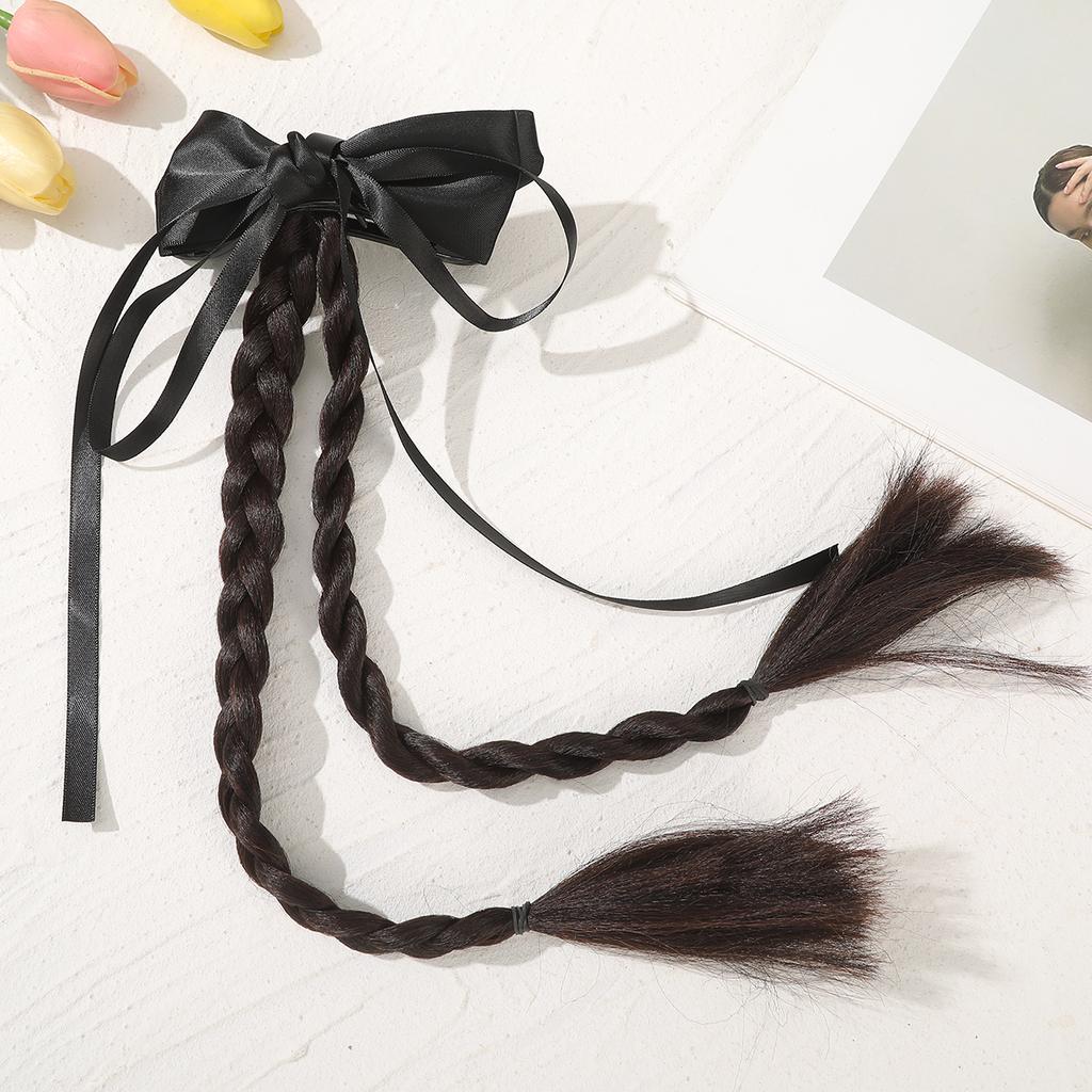 AWAYTR Satin Bowknot Wig Tassle Duckbill Hairpin Floral Hair Clips Valentine Headwear Girl Hair Accessories Festival Gift