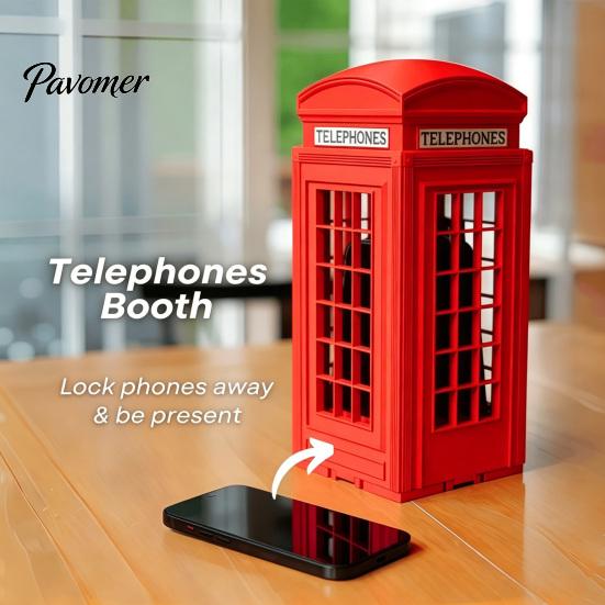 Office Meeting Phone Storage British Booth Stand, 3D Printed Holder, Novelty Creative Jail for Focus Smartphone Lock‑Up Box Family Gatherings Party