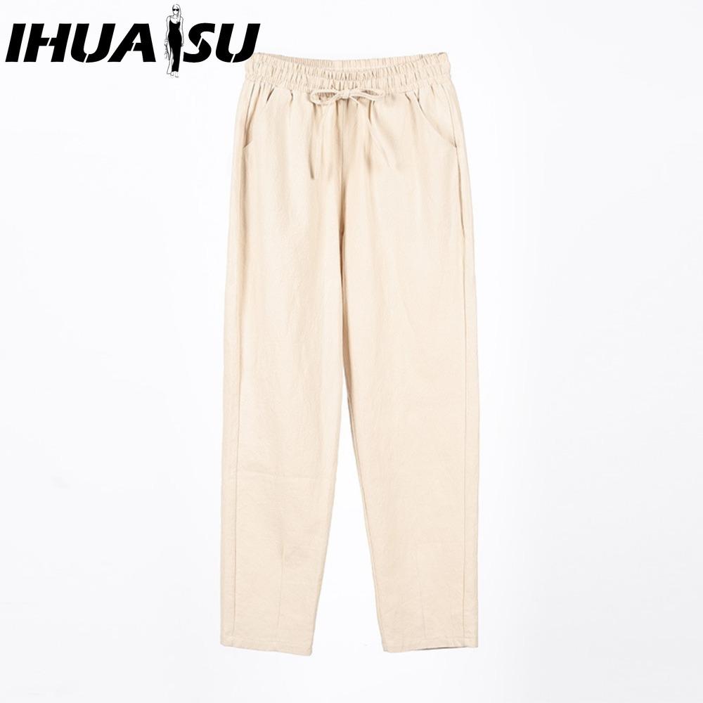 IHUASU 9barevné kalhoty z čisté bavlny devítidélkové jarní letní úzké rovné volné ležérní kalhoty dámské jednobarevné harémové kalhoty