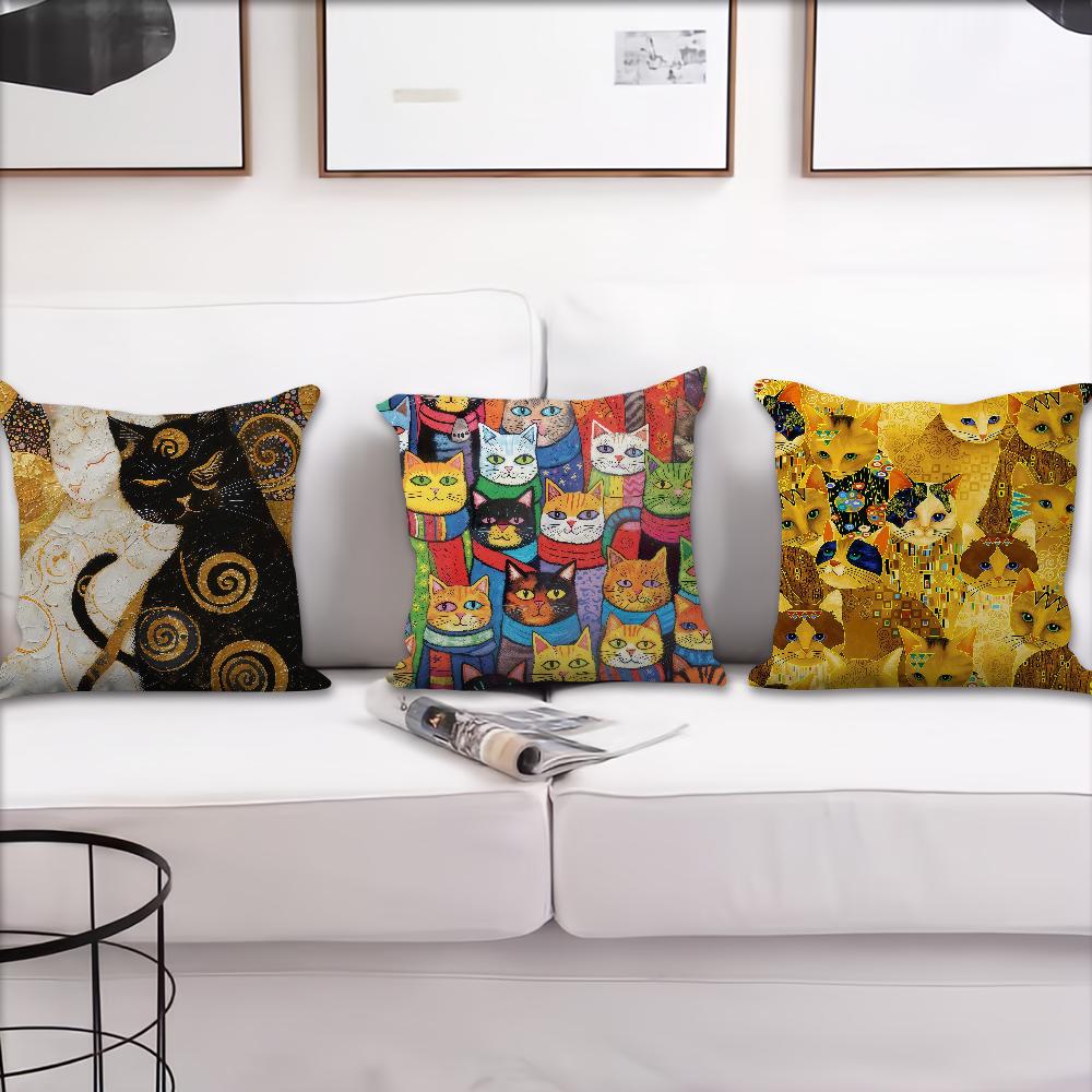 Art Golden Color Cat cushion cover Decoration Room Shop Car Best Home Office Coffee Pillow Sofa Printing Nordic Simplicity Hit