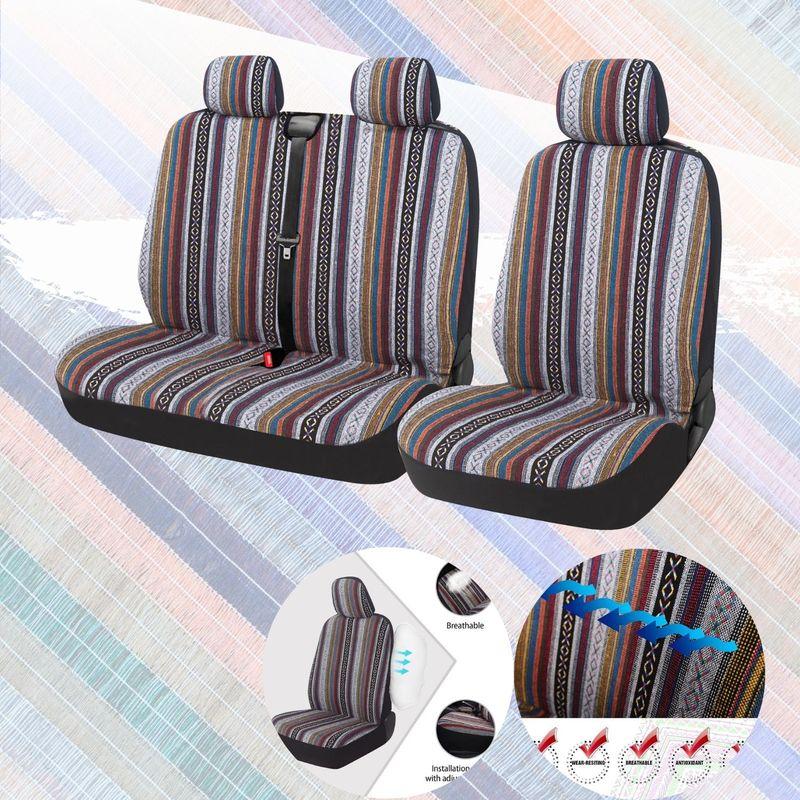 Potahy na sedadla nákladních vozidel se pruhovaným designem, bohémský styl, pasují na většinu předních sedadel dodávek a nákladních vozidel, jednotlivé dvojité potahy na sedadla, jedno sedadlo řidiče